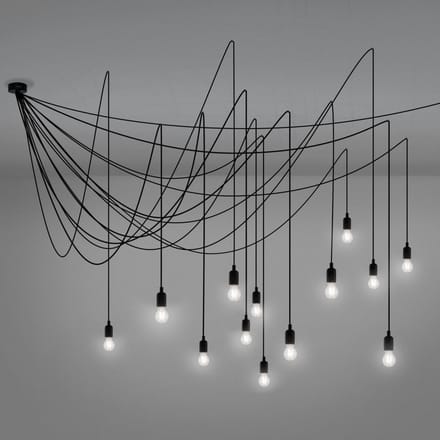 SELETTI LED hanglamp Maman zwart 14-lamps helder
