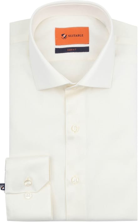 Suitable Overhemd Extra Lange Mouwen Twill Ecru - Maat 41 - Heren - Overhemden Formeel