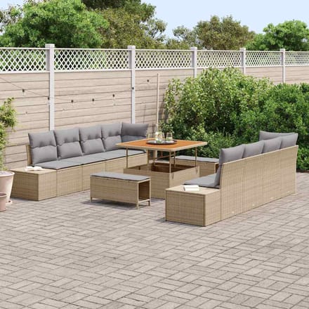 vidaXL - Tuinbank - Set - 11 - st - Beige - poly - rattan