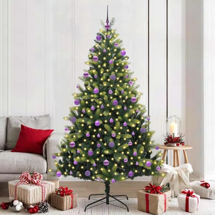 vidaXL - Kunstmatige - Scharnierende - Kerstboom - 300 - LEDs - Groen - 210 - cm