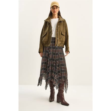 Geruite Midi Rok met Voering
