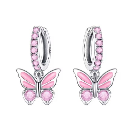 Oorbellen meisje vlinder - paars - roze - glitter - glinster