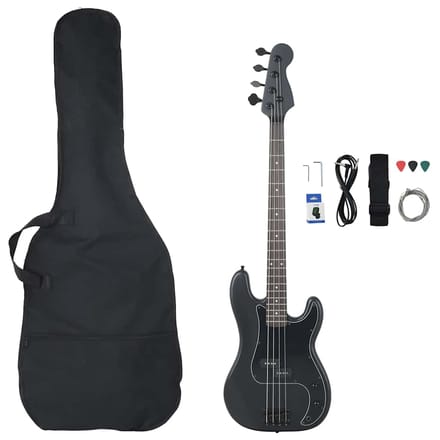 vidaXL - Basgitaar - voor - beginners - elektrisch - met - tas - 4/4 - 46" - zwart