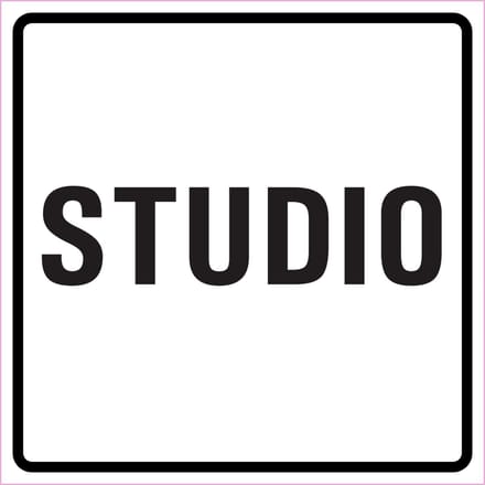 Studio sticker, wit zwart 100 x 100 mm