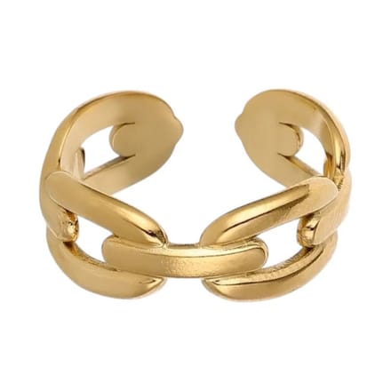 Aramat - RVS verstelbare open ring - Koffieboon schakel - One size