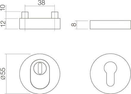 Veiligheidsplatenset vr. cilinder, RVS