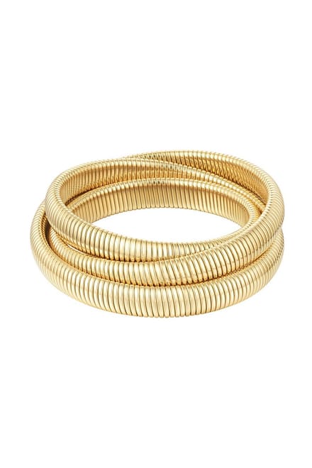 Bijoutheek Armband (Sieraad) 3 Dubbel Geribbeld Goudkleurig