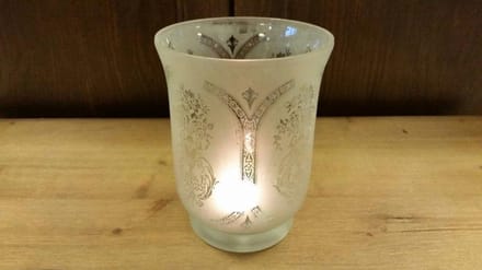 Windlicht - Melk glas - print - Ø 11,5cm -  Hoog 14cm