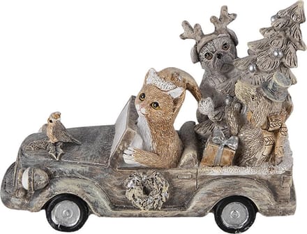 Clayre & Eef Beeld Dieren 16x8x11 cm Grijs Beige Polyresin Dieren