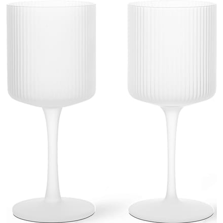 Ferm Living Ripple witte wijnglazen set van 2 - frosted