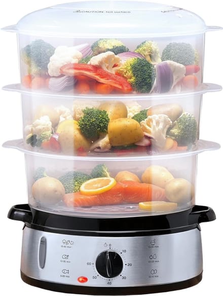 YOR® Stoomkoker - Stoomkokers - Stoompan - Grijs - 24cm x 31cm x 43cm