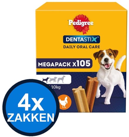 4x Pedigree - Dentastix Mini Mega Pack Multipack 105-pack - Hondensnacks - 15x110g