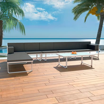 vidaXL - 5-delige - Loungeset - textileen - aluminium - zwart