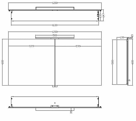 AquaVik Spiegelkast Lysande 120x60x14 cm LED