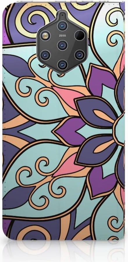Standcase Hoesje voor Nokia 9 PureView Smart Cover Purple Flower