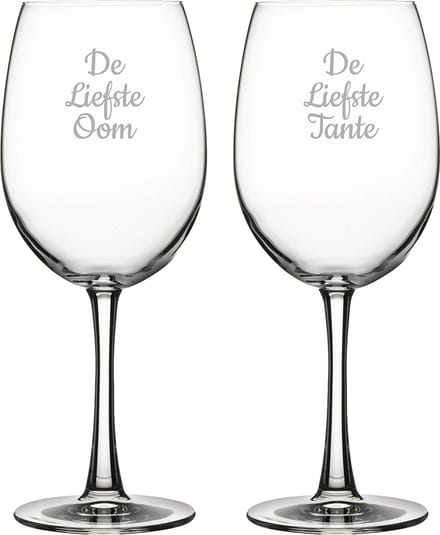 Gegraveerde Rode wijnglas 46cl De Liefste Tante-De Liefste Oom