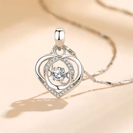 Ketting Hart transparante steen 1,0 mm 40 + 5 cm - Zilver'