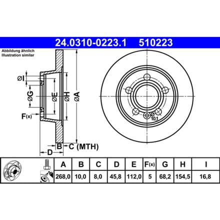 Remschijf PowerDisc ATE 24.0310-0223.1, 1 Stuk