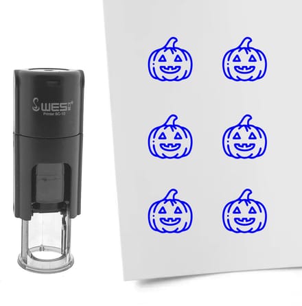CombiCraft Stempel pompoen 10mm rond blauwe inkt - per 1 stuk