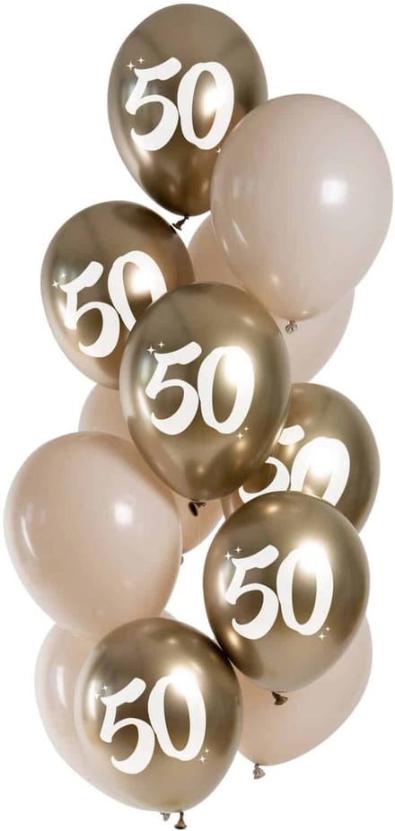 Ballonnen Golden Latte 50 Jaar 33cm - 12 stuks