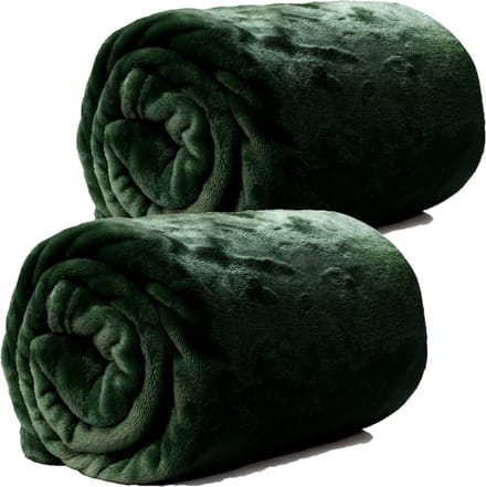Unique Living Plaid/deken - 2x - fleece - smaragd groen - polyester - 130 x 180 cm