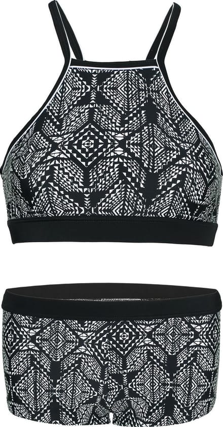 Bikini hipster broekje en cro top met racerback - Black square 128-134