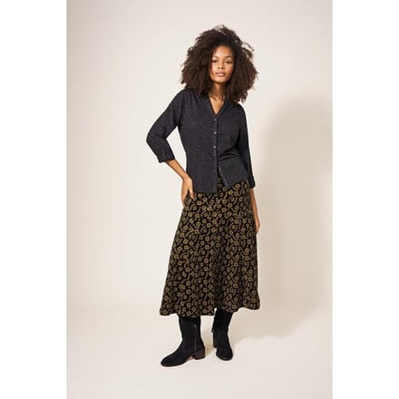 White Stuff Annie Sparkle Jersey Shirt Charcoal Grey Taglia: 8 | Magliette intime Outlet | Donna | Nero