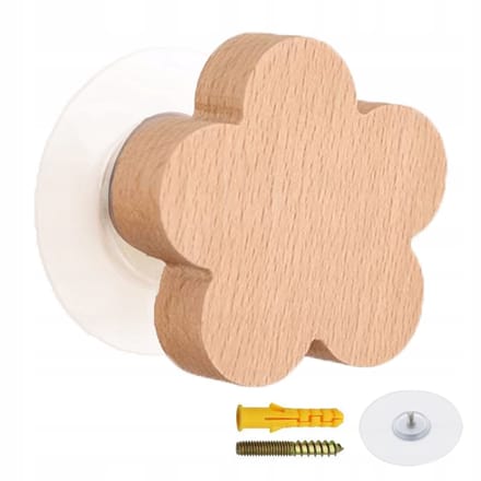 SMX Design - Decoratieve Muurhaak Bloem - Voor Kinderen - Houten - 6,5 cm