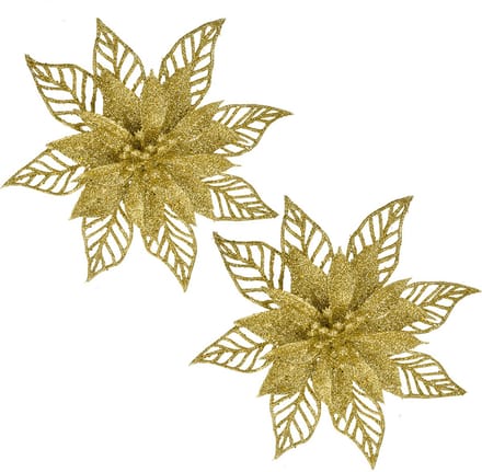 Clayre & Eef Kersthanger Set van 2 Kerstster 15 cm Goudkleurig Kunststof