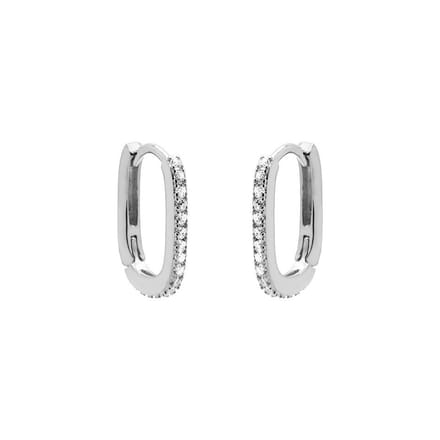 Karma Oorringen hoop ovaal zilver Crystal