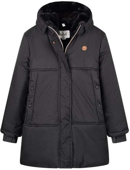NoBell' - Belvine Long Jacket with hood - Zwart - Maat 122-128