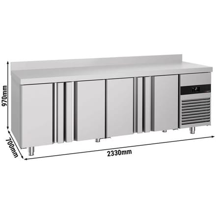 GGM Gastro Kühltisch PREMIUM - 2330x700mm - mit 4 Türen - Aufkantung