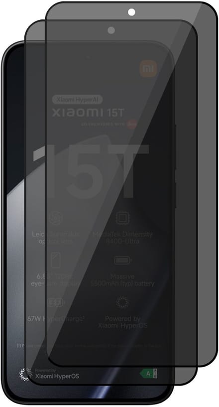 Privacy Screenprotector geschikt voor Xiaomi 15T / 15T Pro - 2x Volledig Dekkend Glas Screen Protector