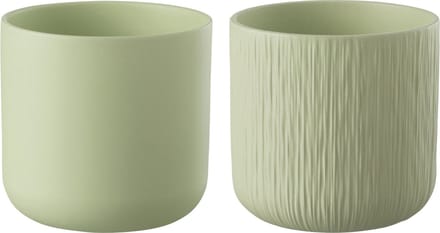 J-Line bloempot Gen - keramiek - pistache - medium - 2 stuks - Ø 15 cm