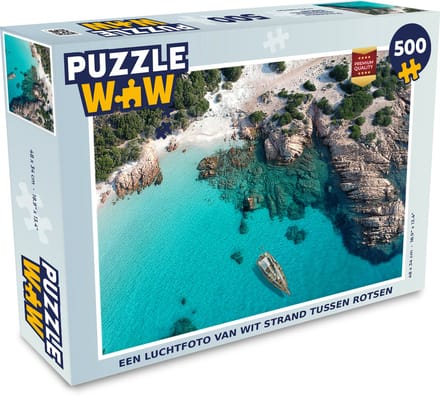 Puzzel Een luchtfoto van wit strand tussen rotsen - Legpuzzel - Puzzel 500 stukjes