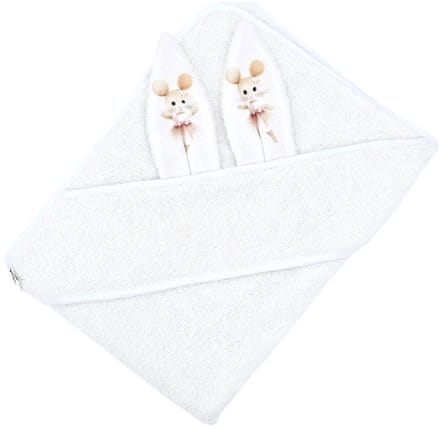 Cotton bathrobe Ballerina Mouse / White