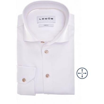 Ledûb Overhemd Uni Color Wide-Spread Four-Way Stretch Wit / male