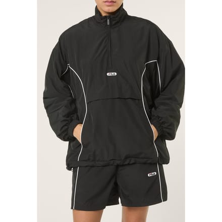 FILA Casano Oversized Contrast Piping Anorak Black Größe: M | Leichte Jacken Outlet | Damen | Schwarz