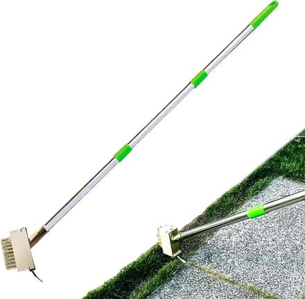 Onkruidborstel - Mosverwijderaar Grasschuiver - Terras Reinigen - Verstelbare Handgreep - 113 m - Grijs