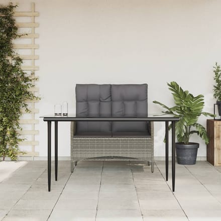 vidaXL - 2-delige - Tuinset - met - kussens - poly - rattan - grijs