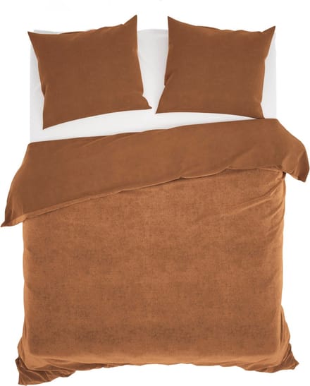 Zo! Home Velluto Dekbedovertrek - Eenpersoons - 140x200/220 cm - Cognac Brown