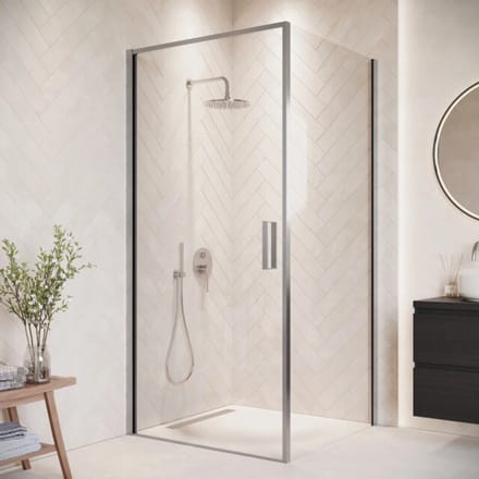 Badplaats Douchecabine Alava 100 x 100 x 190 cm – Chroom – Douchewand met Draaideur