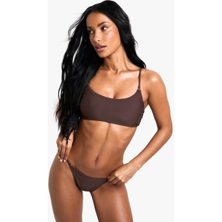 boohoo Dames Petite Swimwear Essentials Crop Bikini Top | Chocoladebruin | Maat: 44