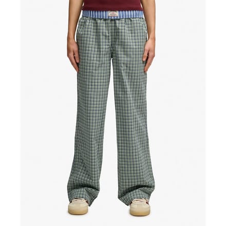 Superdry Mini Check Katoenen Broek Green Grootte: 36