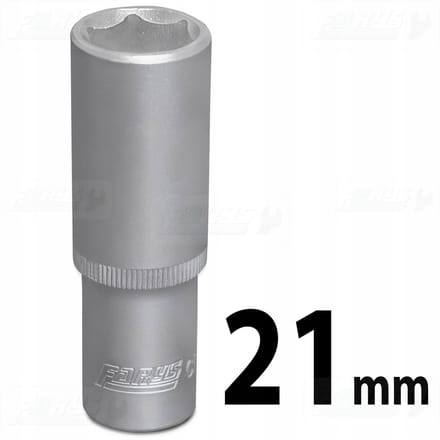 Lange 21 mm 1/2" zeskantdop - chroom-vanadiumstaal