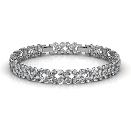Bloemige armbanden - Zilver en kristal