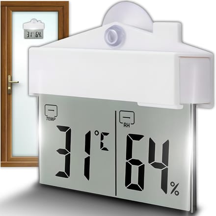 Dailygoods- Buitenthermometer Digitale Raamthermometer - 11 x 10 x