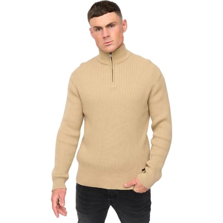 Crosshatch Heren Havaline gebreide Quarter Zip Pullover (Steen)