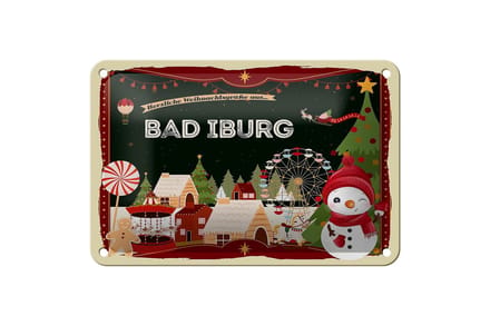 Blechschild Weihnachten Grüße BAD IBURG Geschenk Dekoration 18x12cm