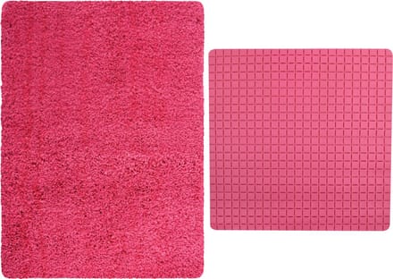 MSV Douche anti-slip/droogloop matten - Venice badkamer set - rubber/microvezel - fuchsia roze